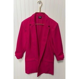 INC International Concepts 3/4 Ruched Sleeve Hot Pink Blazer Womens Size XL